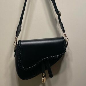 Black Leather saddle Bag-Never worn